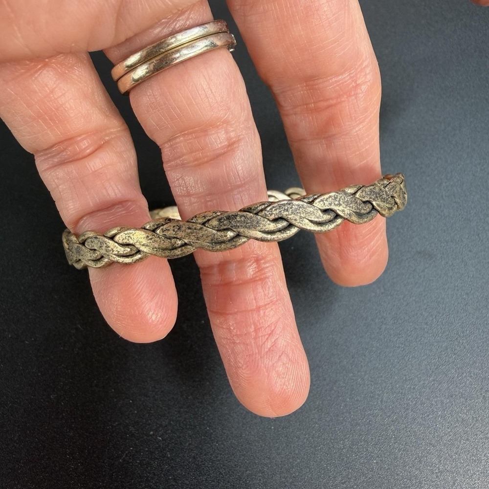 925 Sterling Silver Braided Twist Bangle Bracelet Mexico‎